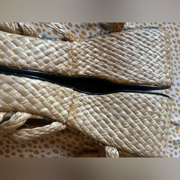 Steve Madden Vintage 90s Y2K Straw Raffia Chunky Platform Sandal 9 - Picture 7 of 11